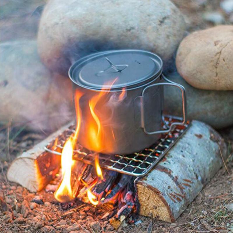 Outdoor Camping Pot Rack Square 304 Stainless Steel Barbecue Mesh Simple Firewood Stove Barbecue Rack - Discount Msrp 