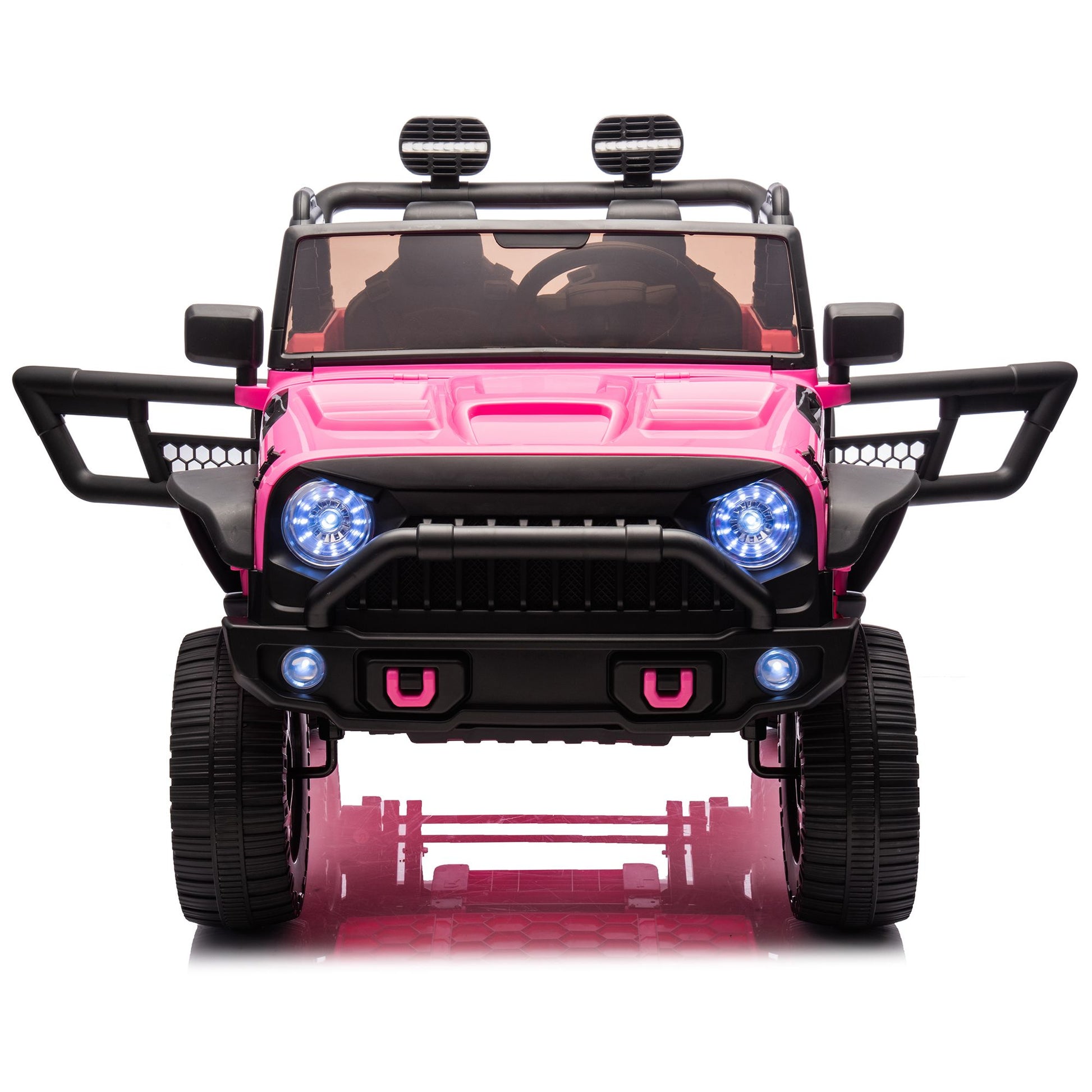 24V Two-Seater Kids Ride On Truck Car W/Parents Control,200w*2,Seat width 20.28in,Four-wheel Suspension,LED Lights,Music,MP3,Bluetooth,Two independent seat belts,Suitable for off-road For Kids Aged 3+ - Discount Msrp 