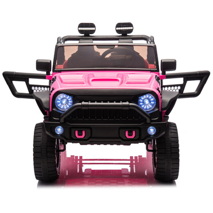 24V Two-Seater Kids Ride On Truck Car W/Parents Control,200w*2,Seat width 20.28in,Four-wheel Suspension,LED Lights,Music,MP3,Bluetooth,Two independent seat belts,Suitable for off-road For Kids Aged 3+ - Discount Msrp 