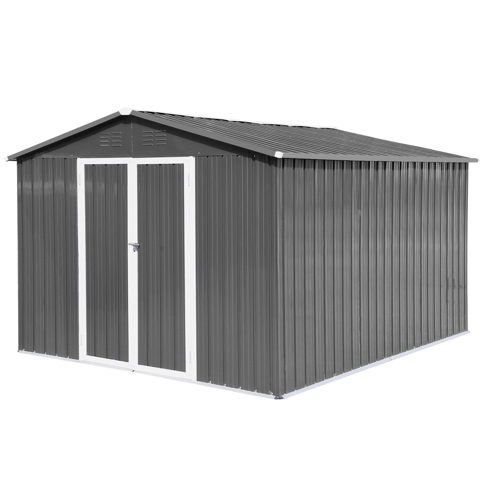 Metal garden sheds 10ftx12ft outdoor storage sheds Grey - Discount Msrp 
