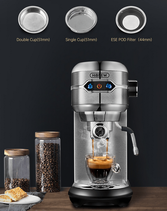 capsule + coffee powder + milk foam 3-in-1 semi-automatic coffee machine 19Bar extraction mocha Nestle espresso 1 cup / 2 cup, electronic button powder hammer 51mm touch sensing 1450W steam - Discount Msrp 