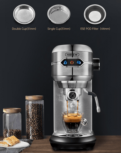 capsule + coffee powder + milk foam 3-in-1 semi-automatic coffee machine 19Bar extraction mocha Nestle espresso 1 cup / 2 cup, electronic button powder hammer 51mm touch sensing 1450W steam - Discount Msrp 