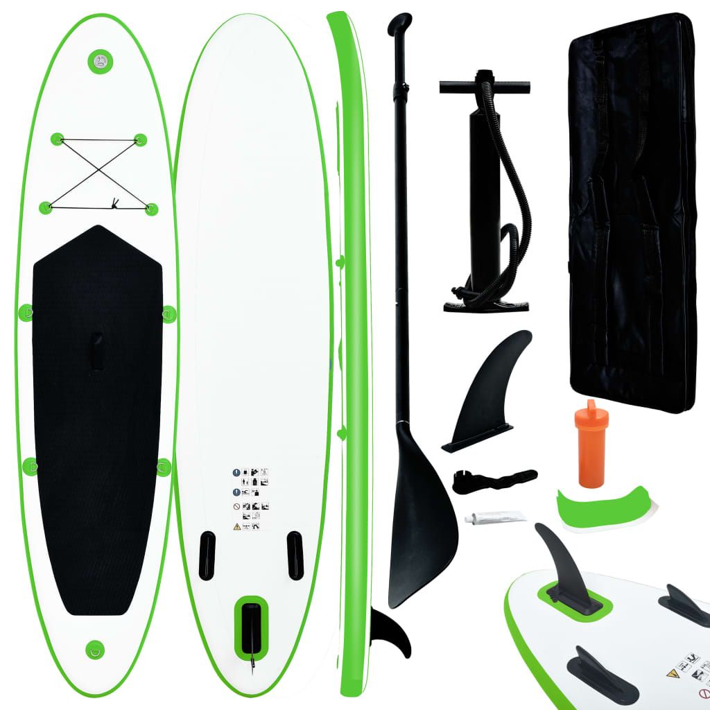 Inflatable Stand Up Paddleboard Set Green and White - Discount Msrp 