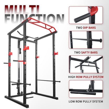Multi-functional Power Cage,Home Adjustable Pullup Squat Rack 1000Lbs Capacity Comprehensive Fitness Barbell Rack - Discount Msrp 