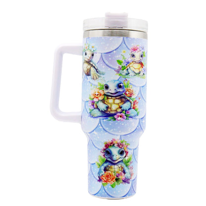 1pc 40oz Water Bottles,5D Little Turtle Series Tumbler,Large Capacity Stainless Steel Tumbler Insulation Cup With Lid And Straw For Women,Camping,Driving,skiing,Thermocoolers.Best Gift - Discount Msrp 