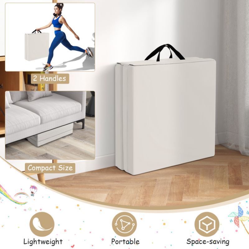 Portable Tri-Fold Gym Mat with Handles for Yoga - Discount Msrp 