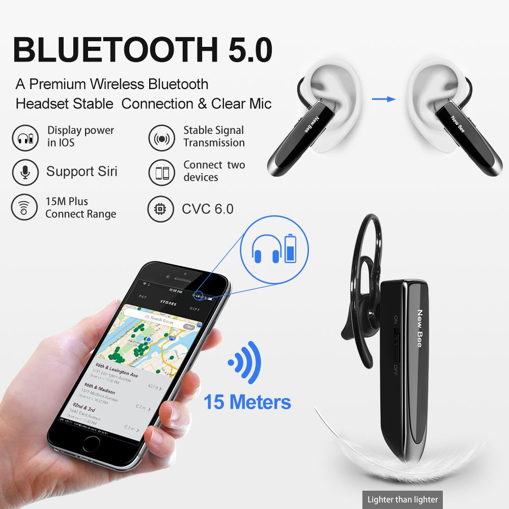 Bluetooth 5.0 Wireless Headphones Headset Earbuds Earphones with Mic 24Hrs Mini Handsfree Earpiece for iPhone xiaomi - Discount Msrp 