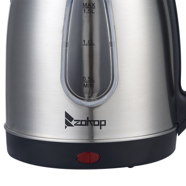 US Standard ZOKOP HD-1802S 120V 1200W 1.5L Stainless Steel Electric Kettle with Water Window [Same code 00574412] - Discount Msrp 