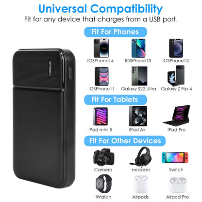 Power Bank Portable Phone Charger for Home Office Travel External Battery Pack with 1 Micro USB Cable Fit For IOSPhone 13/12 Samsung Galaxy S21 And More - Discount Msrp 