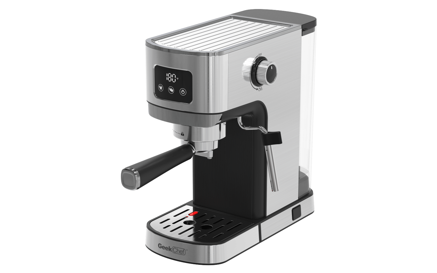 Geek Chef Espresso Machine, Cappuccino & Latte Machine with ESE POD Filter & Milk Frother Steam Wand, Accurate Temperature & Time Control, Compact Coffee Machine for Home,Stainless Steel - Discount Msrp 
