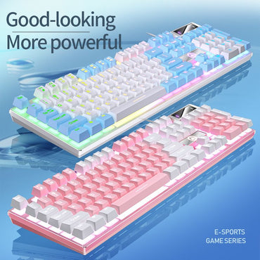 104 Keys Gaming Keyboard Wired Keyboard Color Matching Backlit Mechanical Feel Computer E-sports Peripherals for Desktop Laptop - Discount Msrp 