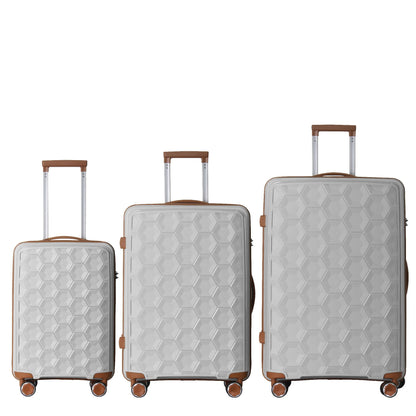 3-Piece Luggage Set Travel Lightweight Suitcases with Rolling Wheels, TSA lock & Moulded Corner, Carry on Luggages for Business, Trip, (20"/24"/28"), White - Discount Msrp 