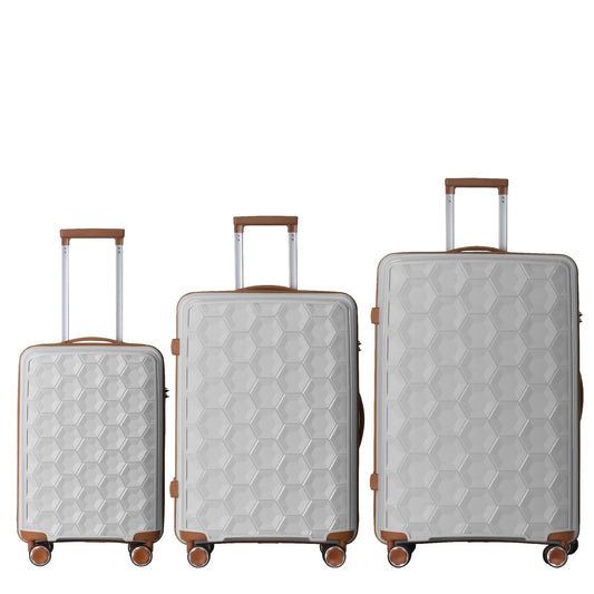 3-Piece Luggage Set Travel Lightweight Suitcases with Rolling Wheels, TSA lock & Moulded Corner, Carry on Luggages for Business, Trip, (20"/24"/28"), White - Discount Msrp 
