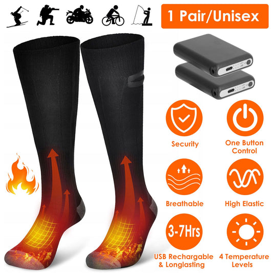 Electric Heated Socks for Men Women Battery Powered Heated Socks Rechargeable Feet Warmer with 4 Temperature Levels Indoor Outdoor Machine Washable - Discount Msrp 