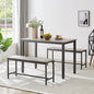 Dining Table Set, Bar Table with 2 Dining Benches, Kitchen Table Counter with Chairs, Industrial for Kitchen Breakfast Table, Living Room, Party Room, Grey and Black,43.3″L x 23.6″W x 29.9″H - Discount Msrp 