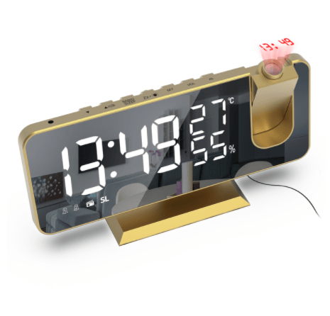FM Radio LED Digital Smart Alarm Clock Watch Table Electronic Desktop Clocks USB Wake Up Clock with 180° Time Projection Snooze - Discount Msrp 