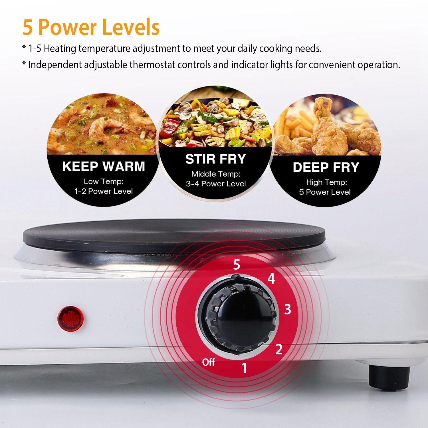 2000W Double Electric Burner Portable Dual Counter Stove Countertop Hot Plate Kitchen Cooker Stove with 5 Gear Temperature Control - Discount Msrp 