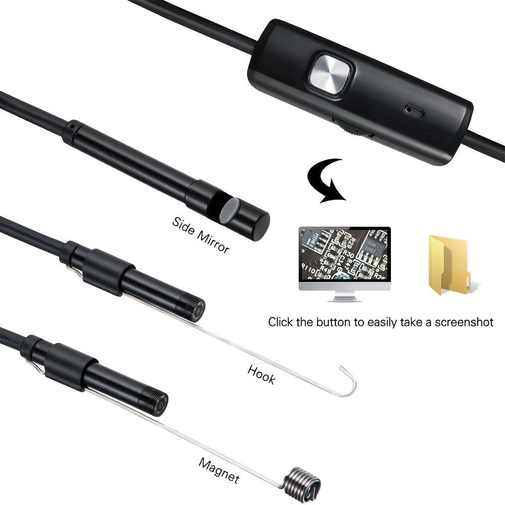 Endoscope Camera Waterproof IP67 Adjustable Soft Hard Wire 6 LEDS 7mm Automotive Endoscope Camera For Android USB Phone PC - Discount Msrp 