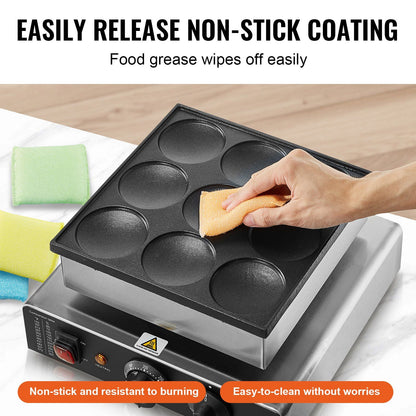 VEVOR 9PCS 76mm Dutch Pancake Maker Commercial Dorayaki Baker 850W Non-stick - Discount Msrp 