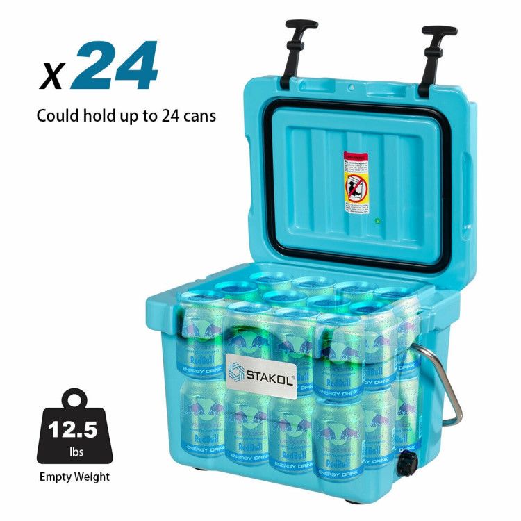 16 Quart 24-Can Capacity Portable Insulated Ice Cooler with 2 Cup Holders - Discount Msrp 