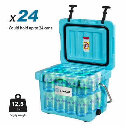 16 Quart 24-Can Capacity Portable Insulated Ice Cooler with 2 Cup Holders - Discount Msrp 