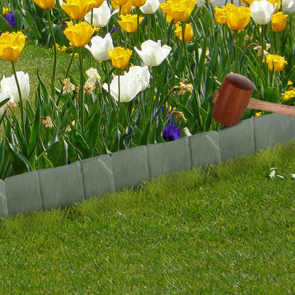 20 PCS Cobbled Stone Effect Plastic Garden Lawn Border Edging - Discount Msrp 