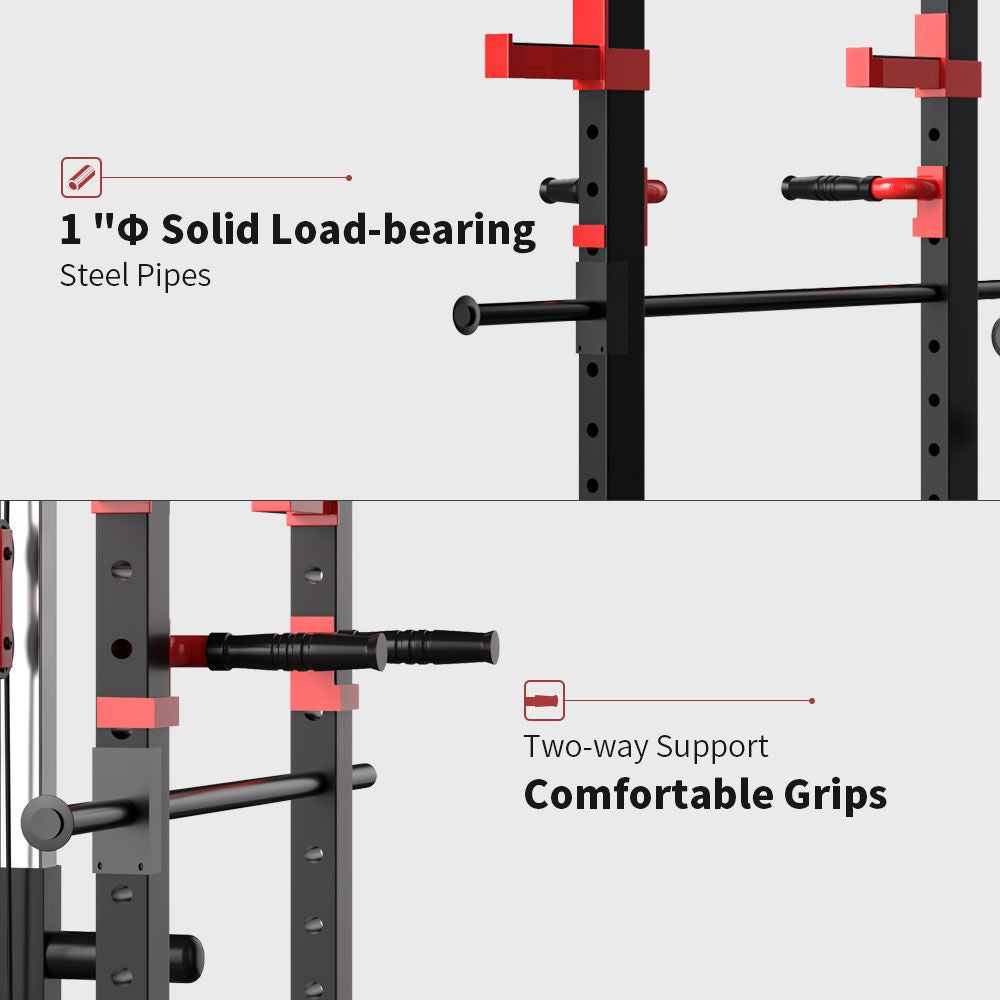Multi-functional Power Cage,Home Adjustable Pullup Squat Rack 1000Lbs Capacity Comprehensive Fitness Barbell Rack - Discount Msrp 