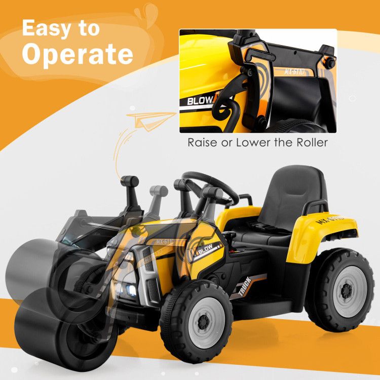 12V Kids Ride on Road Roller with 2.4G Remote Control - Discount Msrp 