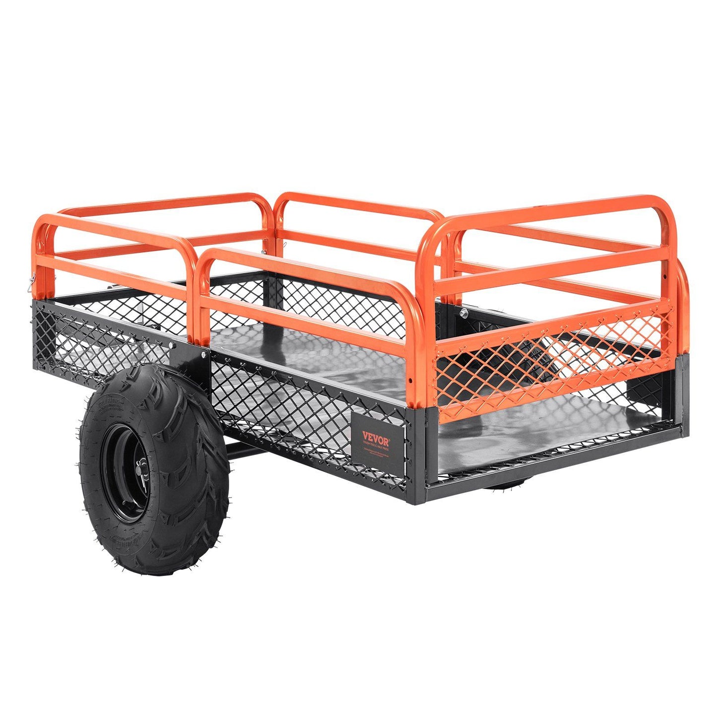 VEVOR Heavy Duty Steel ATV Dump Trailer, 1500-Pound Load Capacity 15 Cubic Feet, Tow Behind Dump Cart Garden Trailer, with Removable Sides and 2 Tires, for Mowers, Tractors, ATV, UTV - Discount Msrp 