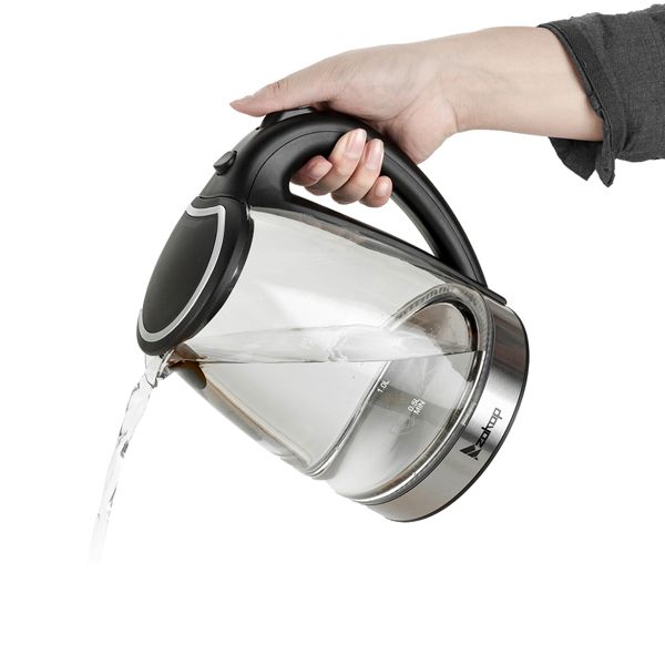 [Old Code: 93541003] ZOKOP HD-1857-A 110V 1200W 1.8L Electric Glass Kettle US Plug - Discount Msrp 
