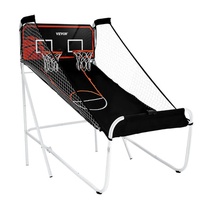 VEVOR Foldable Basketball Arcade Game, 2 Player Indoor Basketball Game, Home Dual Shot Sport with 5 Balls, 8 Game Modes, Electronic Scoreboard, and Inflation Pump, for Kids, Adults (Black & White) - Discount Msrp 