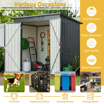 6 x 4 ft Outdoor Storage Shed, All Weather Tool Shed for Garden, Backyard, Lawn, Black - Discount Msrp 