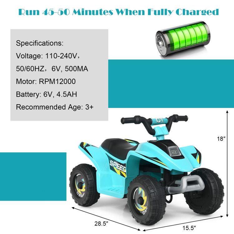 6V Kids Electric ATV 4 Wheels Ride-On Toy - Discount Msrp 