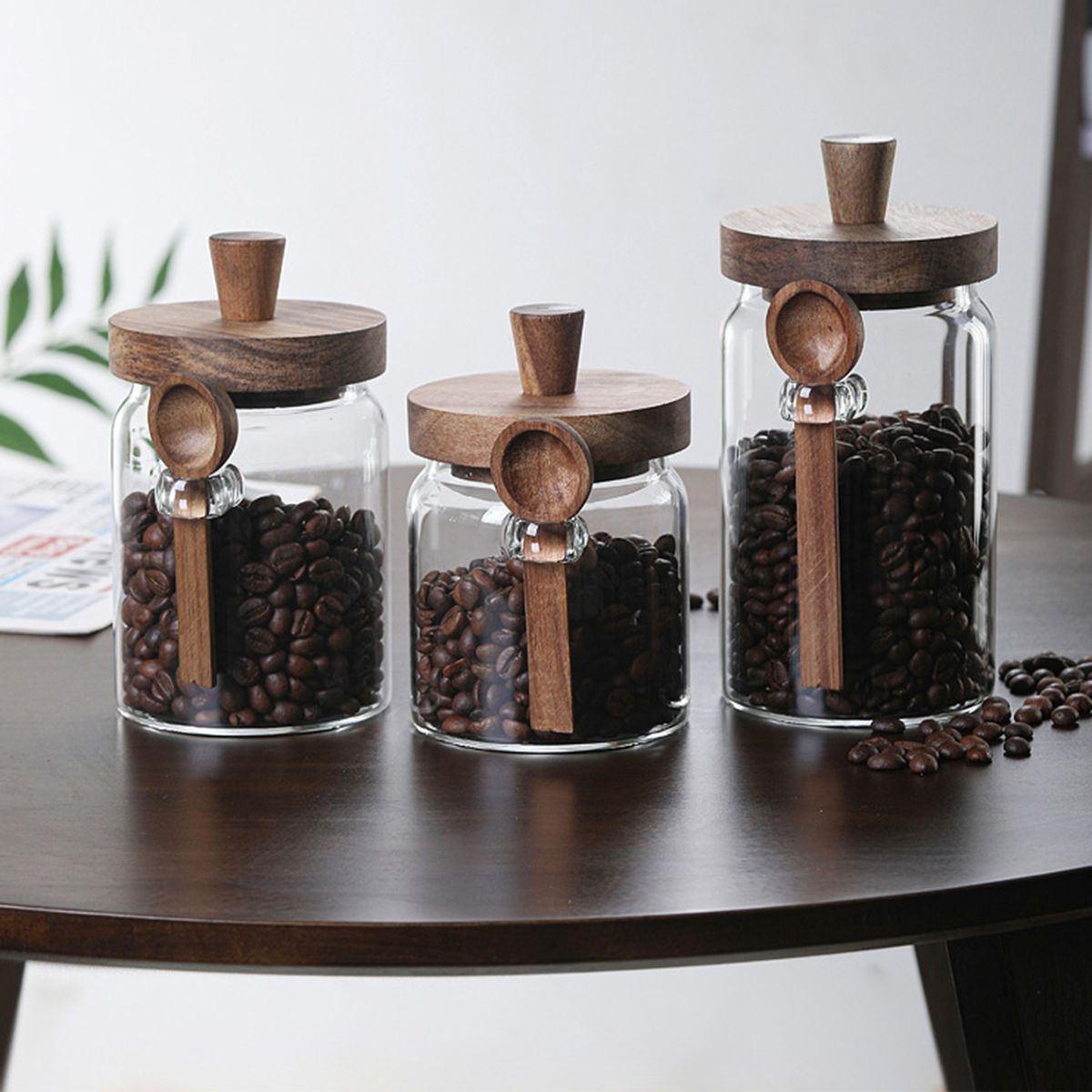 3 Pcs Glass Coffee Jars with Spoons, Candy Jars, Biscuit Jars, Storage Jars, Tea Jars, Snack Jars, Seasoning Jars, Salt Jars, Pepper Jars - Discount Msrp 