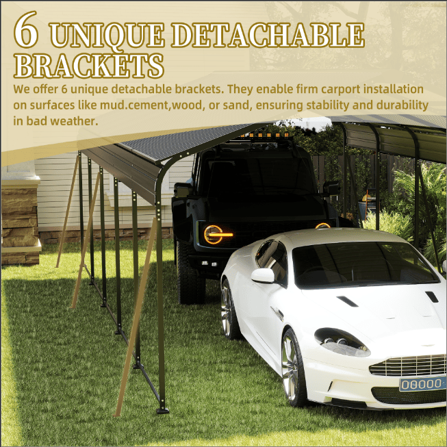 Campcraft 13 x 26.5 ft carport, 0.25mm thick, with protective film to prevent scratching, 2 pairs of adhesive gloves, 3 hooks, 12 expansion screws, 6 fixed iron pieces - Discount Msrp 