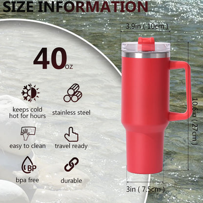 40oz large capacity tumbler, With Handle And Straw Lid, Insulated Reusable Stainless Steel Water Bottles Travel Mug Coffee Cup car cup water cup For Men Women Outdoor Camping Driving, gift - Discount Msrp 