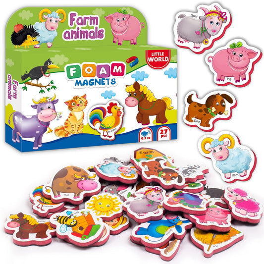 27 Foam Fridge Magnets for Toddlers 3 years Farm Animals Magnets for Kids - Discount Msrp 
