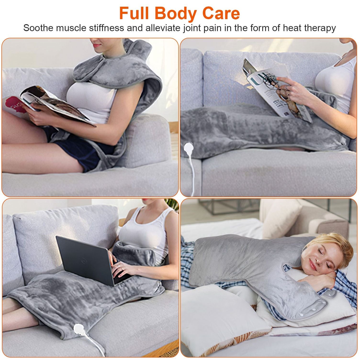 36.6x22in Electric Heating Wrap for Neck Shoulder Fast Heating Pad Mat Heated Neck Wrap for Back Pain Relief with 6 Temperature Settings 4 Timer Modes Machine Washable - Discount Msrp 