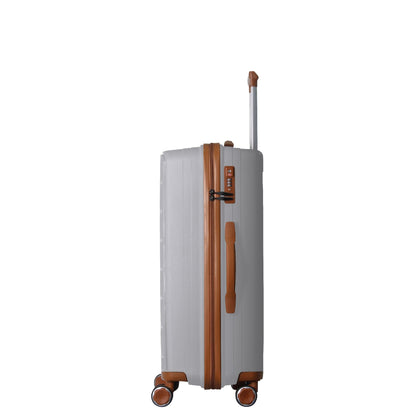 3-Piece Luggage Set Travel Lightweight Suitcases with Rolling Wheels, TSA lock & Moulded Corner, Carry on Luggages for Business, Trip, (20"/24"/28"), White - Discount Msrp 