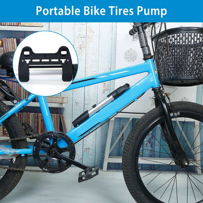 Mini Bike Pump Portable Bicycle Tire Inflator Ball Air Pump w/ Mount Frame For Mountain Road Bike Presta Schrader - Discount Msrp 