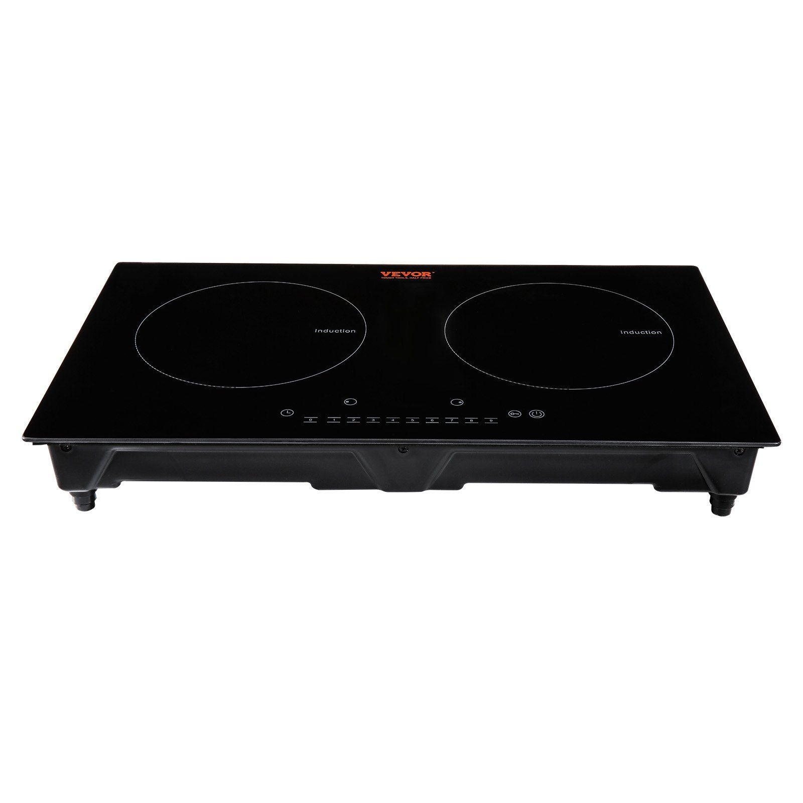 VEVOR Electric Cooktop, 2 Burners, 24'' Induction Stove Top, Built-in Magnetic Cooktop 1800W, 9 Heating Level Multifunctional Burner, LED Touch Screen w/ Child Lock & Over-Temperature Protection - Discount Msrp 