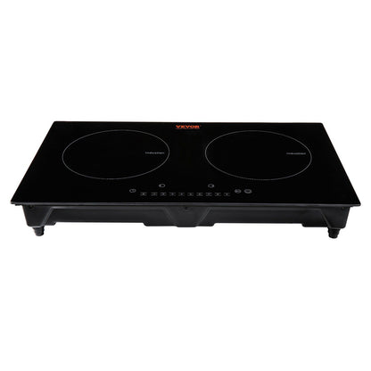 VEVOR Electric Cooktop, 2 Burners, 24'' Induction Stove Top, Built-in Magnetic Cooktop 1800W, 9 Heating Level Multifunctional Burner, LED Touch Screen w/ Child Lock & Over-Temperature Protection - Discount Msrp 