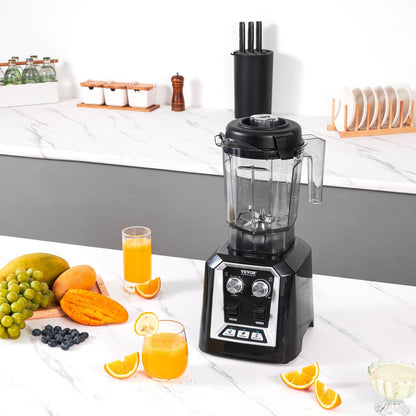 VEVOR Professional Blender, Commercial Countertop Blenders, 68 oz Jar Blender Combo, Stainless Steel 3 Functions Blender, for Frozen Drinks, Shakes, Smoothies, Peree, and Crush Ice, Black - Discount Msrp 