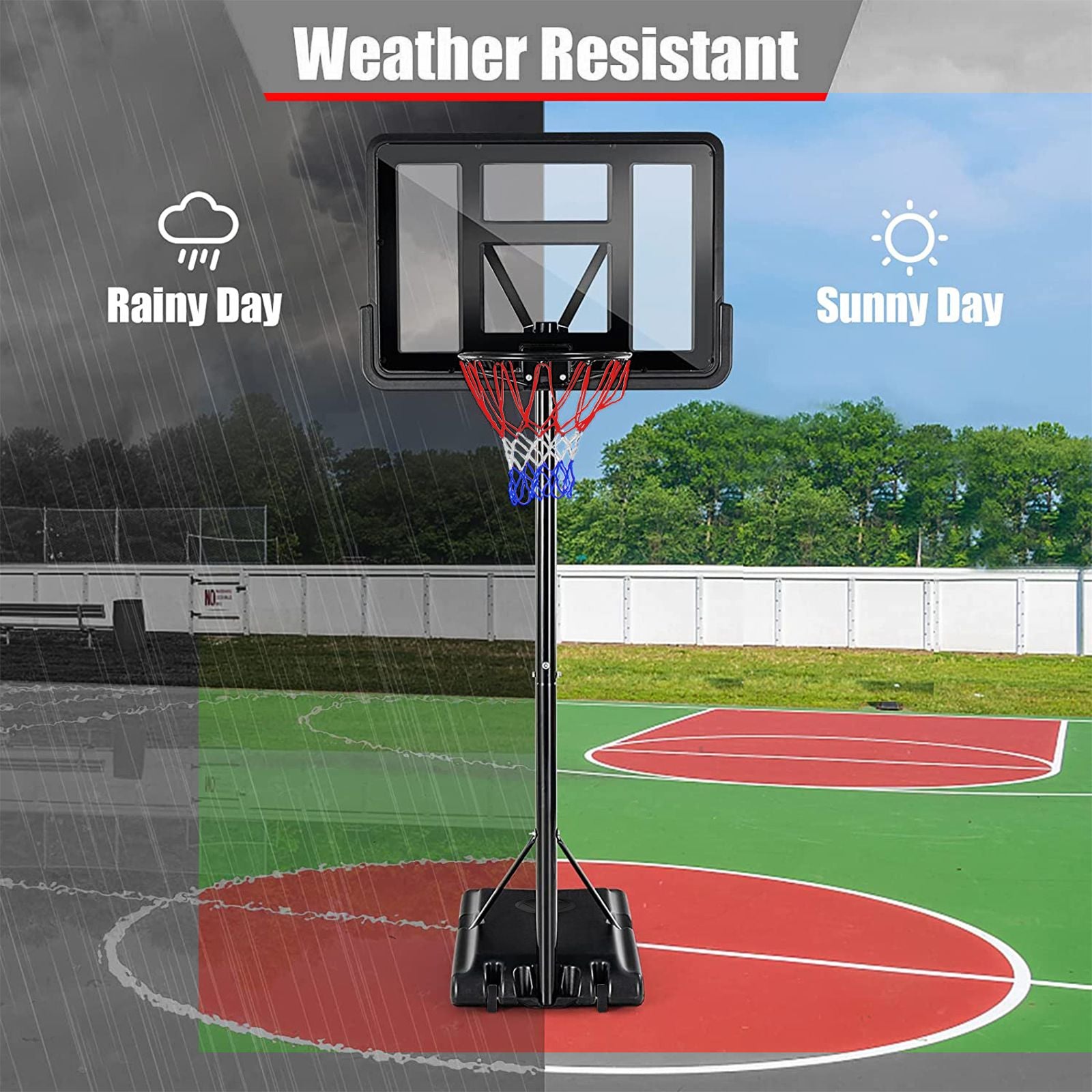 Portable Basketball Hoop Outdoor, 4.25FT-10FT Height Adjustable Basketball Goal, Shatterproof Backboard, Built-in Wheels, Basketball Stand - Discount Msrp 
