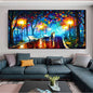Hand Painted Night Thick Modern Canvas Oil Paintings Wall Art Abstract Landscape Pictures For Living Room Home Decoration - Discount Msrp 