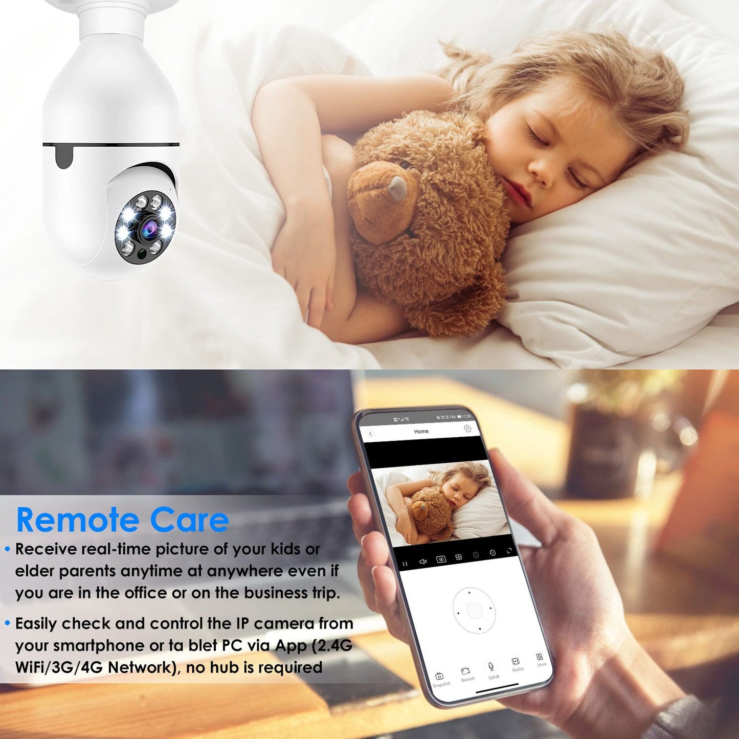 E27 WiFi Bulb Camera 1080P FHD WiFi IP Pan Tilt Security Surveillance Camera - Discount Msrp 