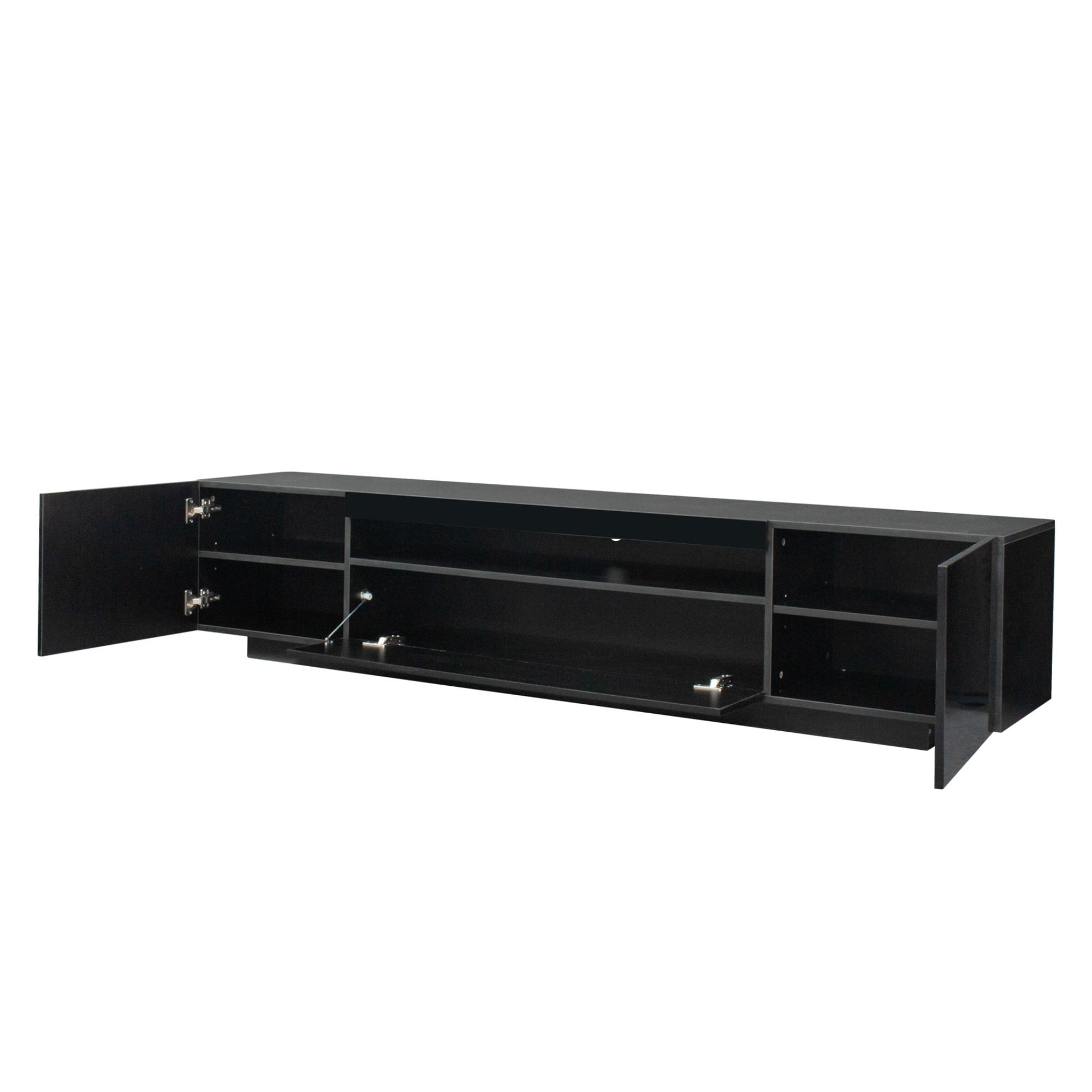 TV Cabinet Wholesale, Black TV Stand with Lights, Modern LED TV Cabinet with Storage Drawers, Living Room Entertainment Center Media - Discount Msrp 