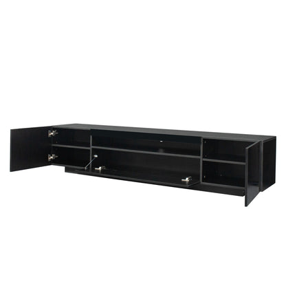 TV Cabinet Wholesale, Black TV Stand with Lights, Modern LED TV Cabinet with Storage Drawers, Living Room Entertainment Center Media - Discount Msrp 