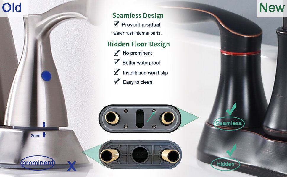 2-Handle 4-Inch Oil Rubbed Bronze Bathroom Faucet, Bathroom Vanity Sink Faucets with Pop-up Drain and Supply Hoses - Discount Msrp 