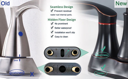 2-Handle 4-Inch Oil Rubbed Bronze Bathroom Faucet, Bathroom Vanity Sink Faucets with Pop-up Drain and Supply Hoses - Discount Msrp 